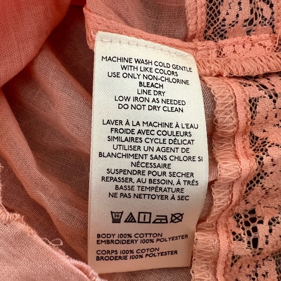 Free People Peach Embroidered Day Dreamer Top - Picture 4 of 5